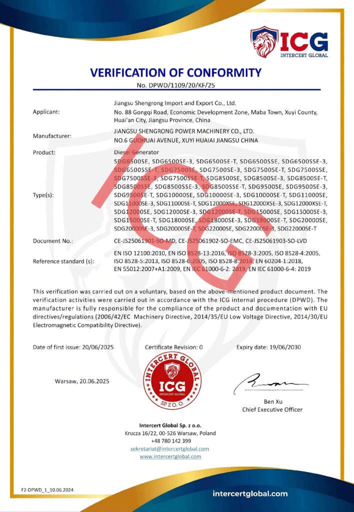 ICG Certification-Diesel Generator